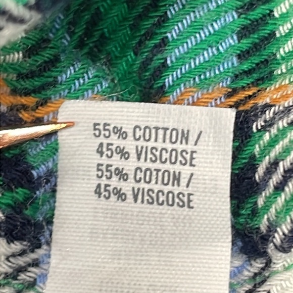 Aerie Green Plaid Flannel Boyfriend Sleep Casual Button Down Top L - Picture 12 of 16